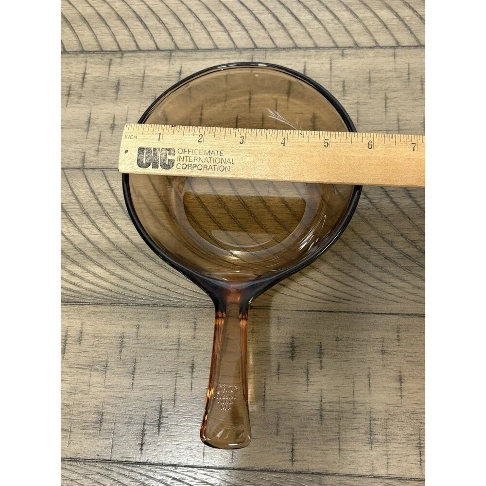 Corning Visions Small Skillet  Amber & Lid .5 L Capacity USA Vintage VTG